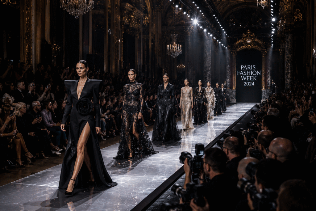 Luxury runway fashion show during Fashion Week