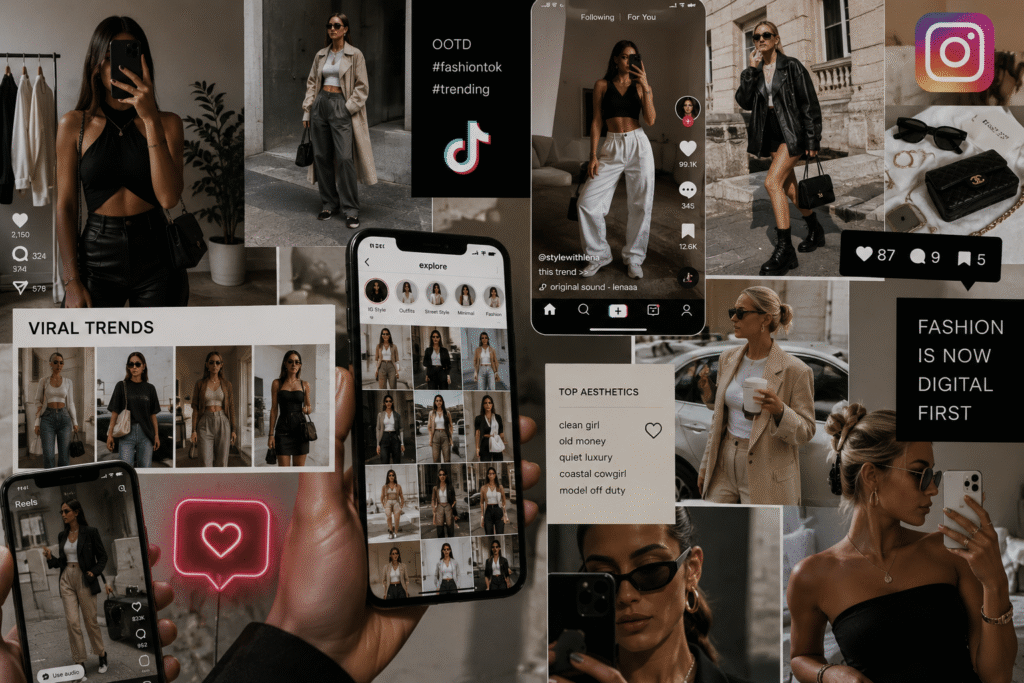 Social media influencers and viral fashion trends on smartphones