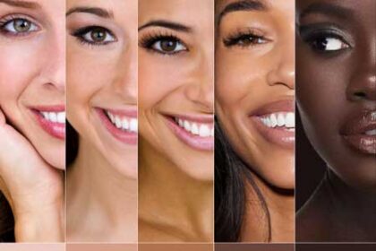 Comparison of light, beige, olive, tanned and dark skin tones.